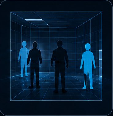 Spatial awareness scene showing people in a reconstructed room